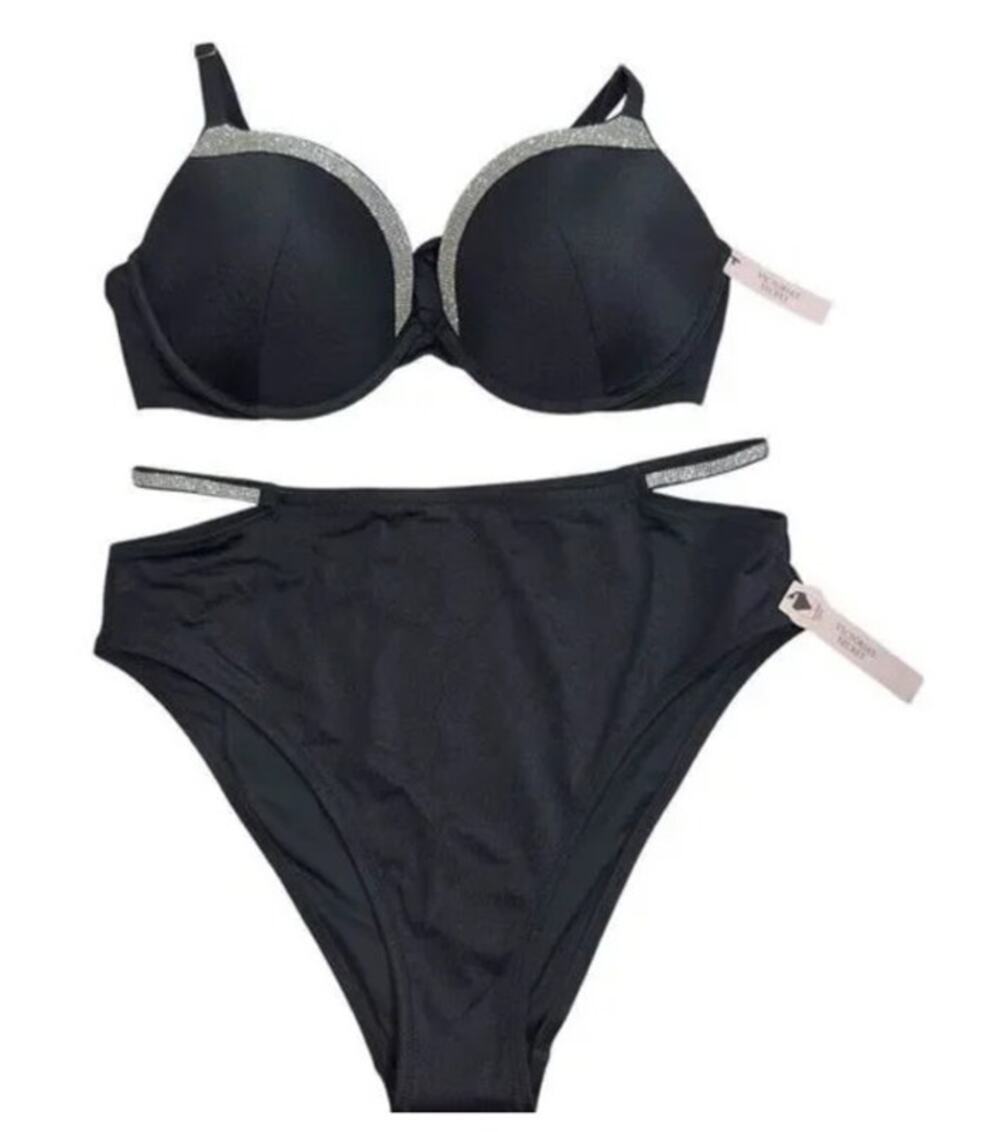 VS Victoria secret bathing suit bling NWT 2 piece Med bottom 32 D bikini top